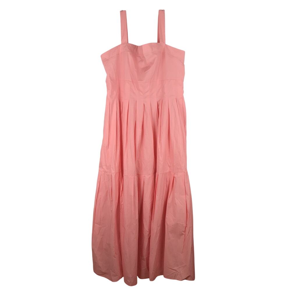 NWOT Eien Tiered Maxi Dress Sleeveless Empire Waist Pleated Pockets Pink 3XL